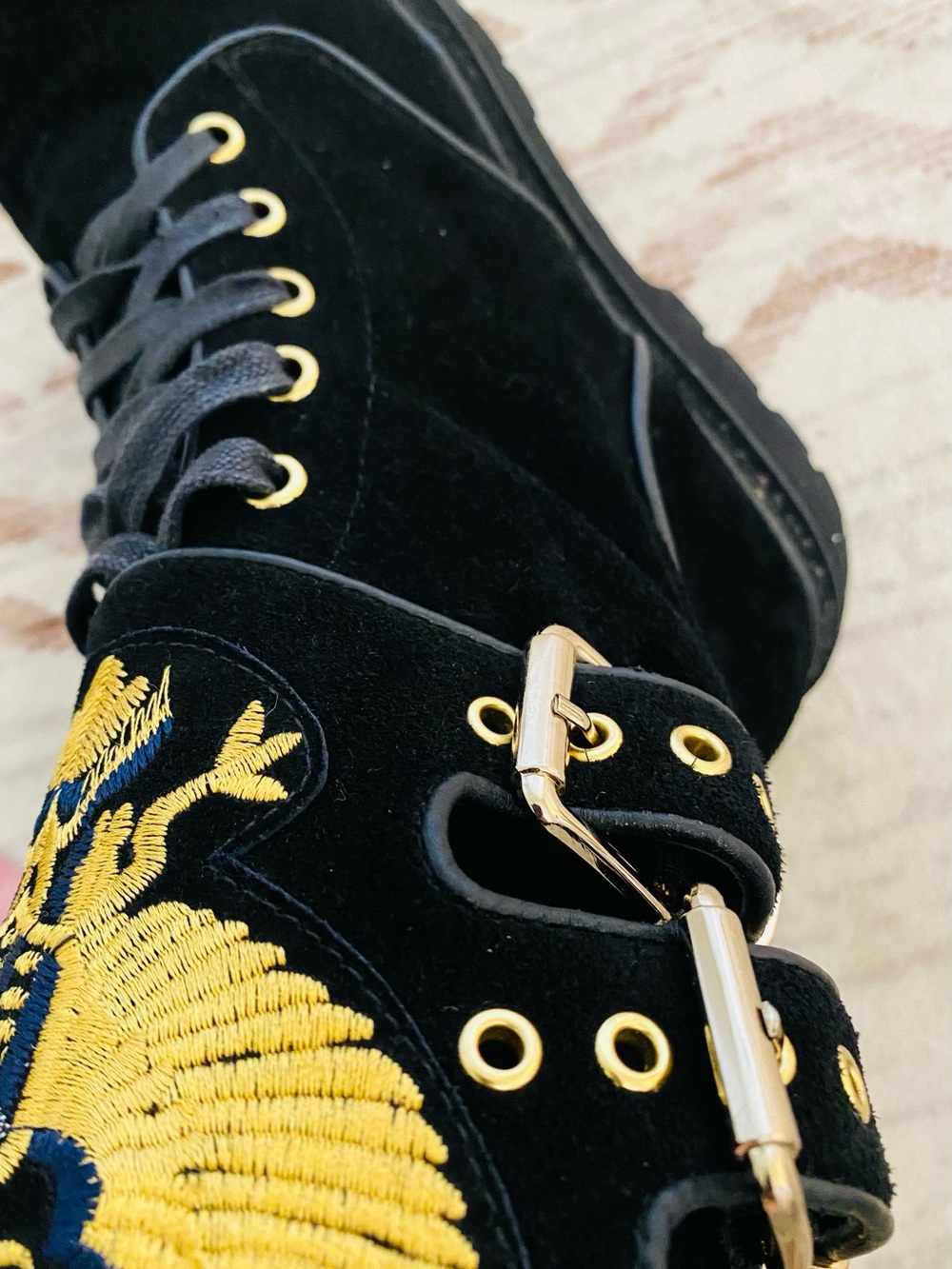🛍️Balmain Authentic Black Suede Eagle Ranger Combat Boots - Picture 12 of 15